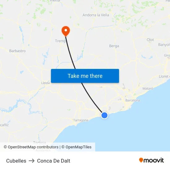 Cubelles to Conca De Dalt map