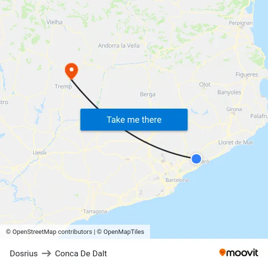 Dosrius to Conca De Dalt map