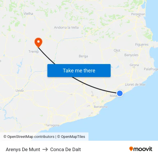 Arenys De Munt to Conca De Dalt map