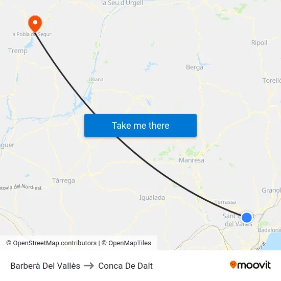 Barberà Del Vallès to Conca De Dalt map