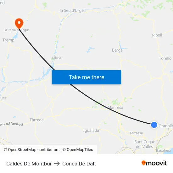 Caldes De Montbui to Conca De Dalt map