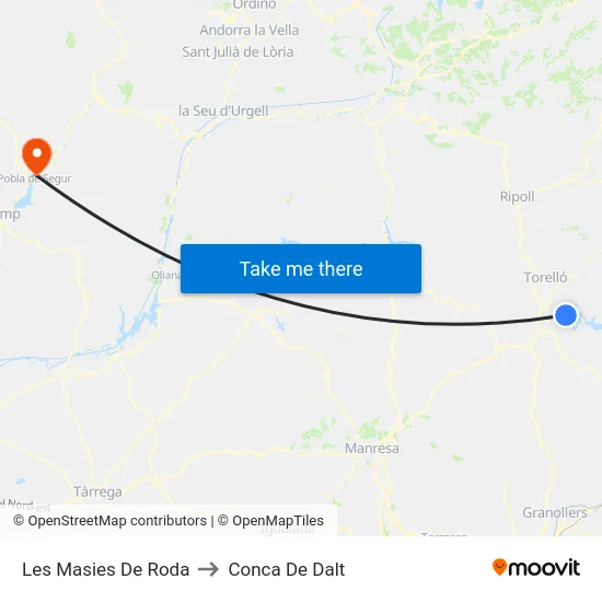 Les Masies De Roda to Conca De Dalt map