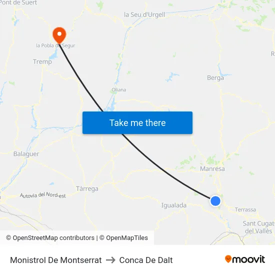 Monistrol De Montserrat to Conca De Dalt map