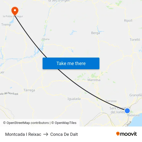 Montcada I Reixac to Conca De Dalt map