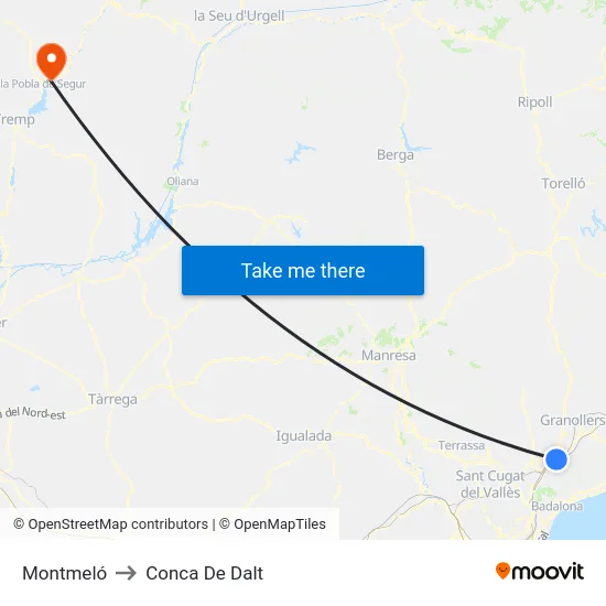 Montmeló to Conca De Dalt map
