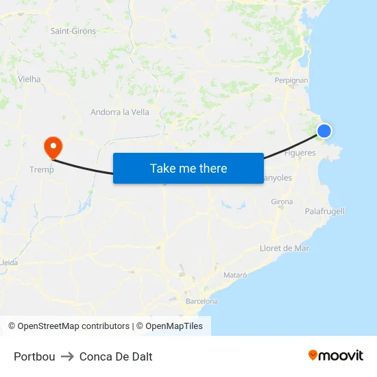 Portbou to Conca De Dalt map