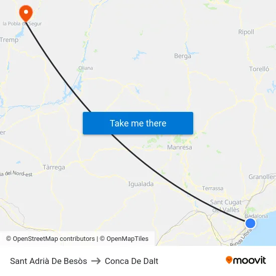 Sant Adrià De Besòs to Conca De Dalt map
