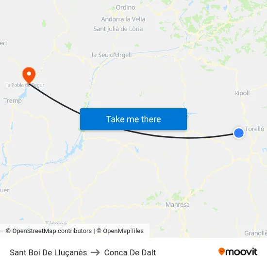 Sant Boi De Lluçanès to Conca De Dalt map