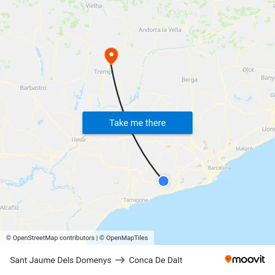 Sant Jaume Dels Domenys to Conca De Dalt map