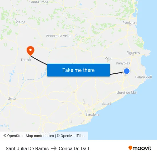 Sant Julià De Ramis to Conca De Dalt map
