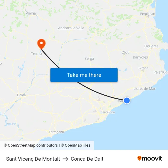 Sant Vicenç De Montalt to Conca De Dalt map