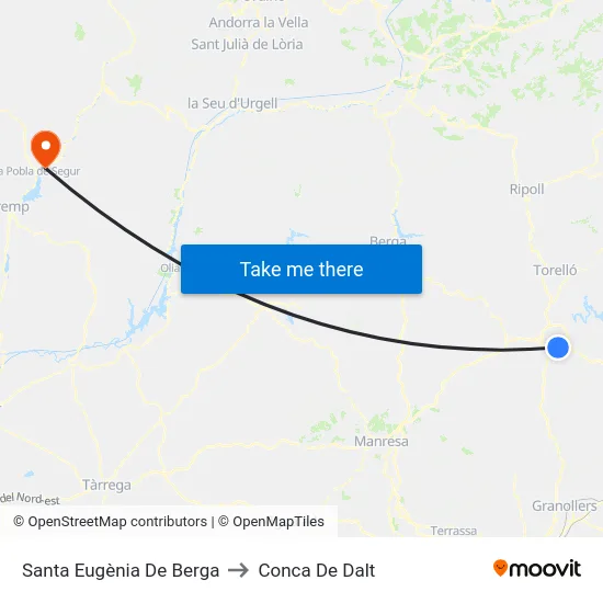 Santa Eugènia De Berga to Conca De Dalt map
