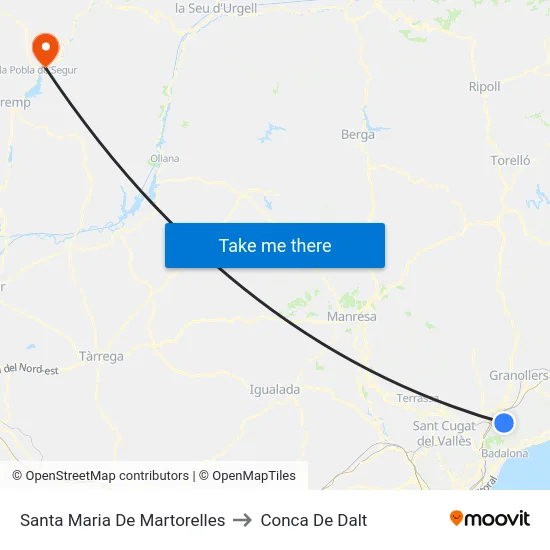 Santa Maria De Martorelles to Conca De Dalt map