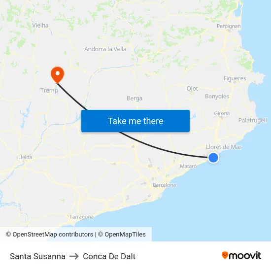 Santa Susanna to Conca De Dalt map