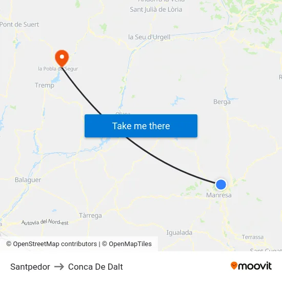 Santpedor to Conca De Dalt map