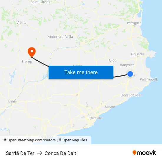 Sarrià De Ter to Conca De Dalt map