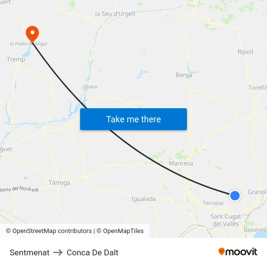 Sentmenat to Conca De Dalt map