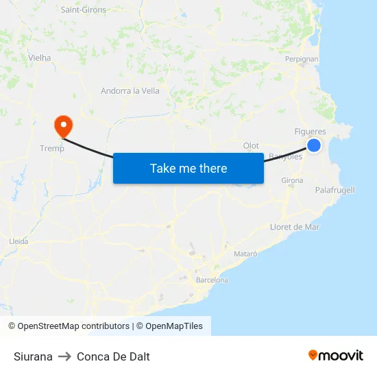 Siurana to Conca De Dalt map