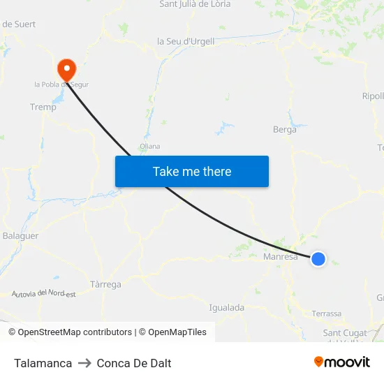 Talamanca to Conca De Dalt map