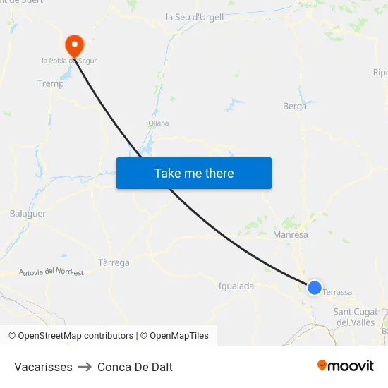Vacarisses to Conca De Dalt map