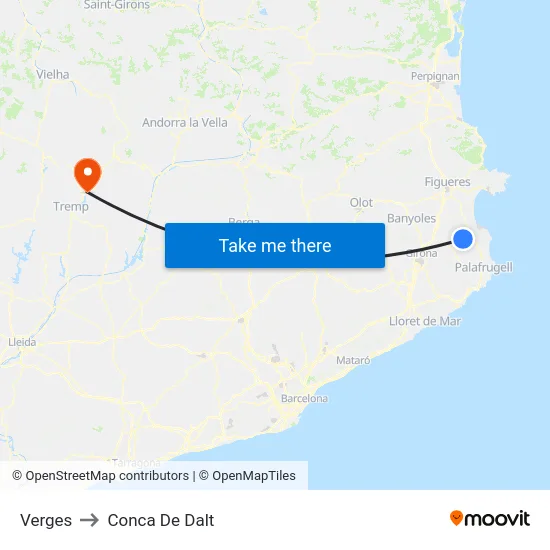 Verges to Conca De Dalt map