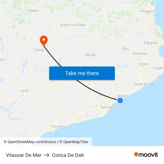 Vilassar De Mar to Conca De Dalt map