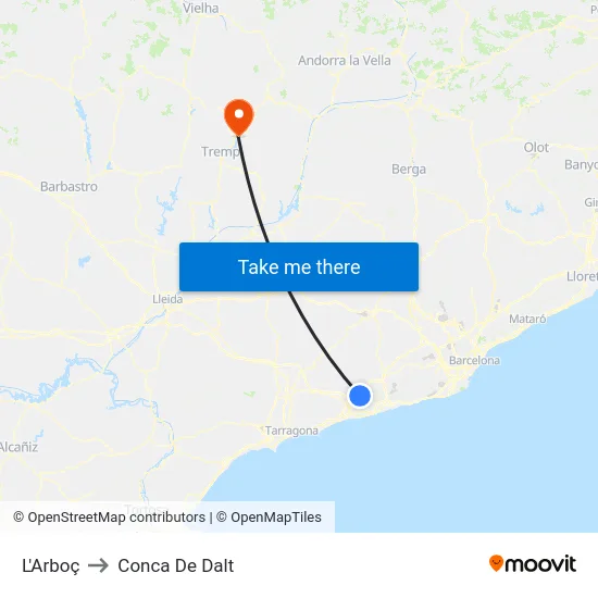 L'Arboç to Conca De Dalt map