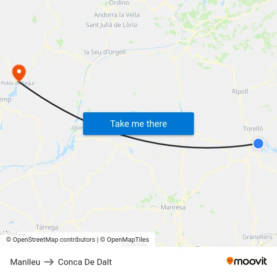 Manlleu to Conca De Dalt map