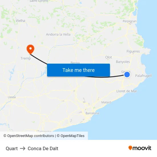 Quart to Conca De Dalt map