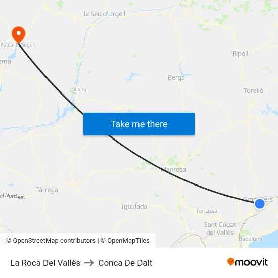 La Roca Del Vallès to Conca De Dalt map