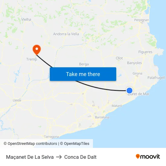 Maçanet De La Selva to Conca De Dalt map