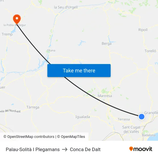 Palau-Solità I Plegamans to Conca De Dalt map