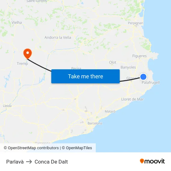 Parlavà to Conca De Dalt map
