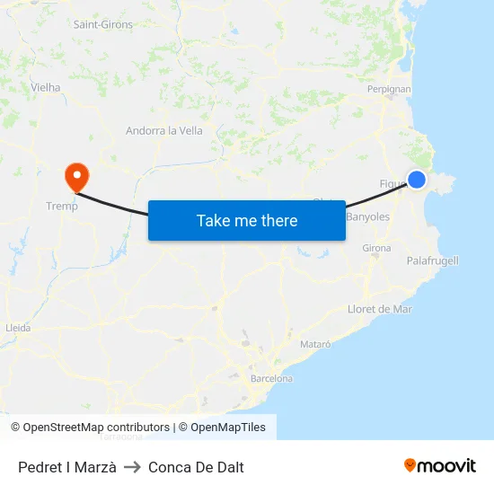 Pedret I Marzà to Conca De Dalt map