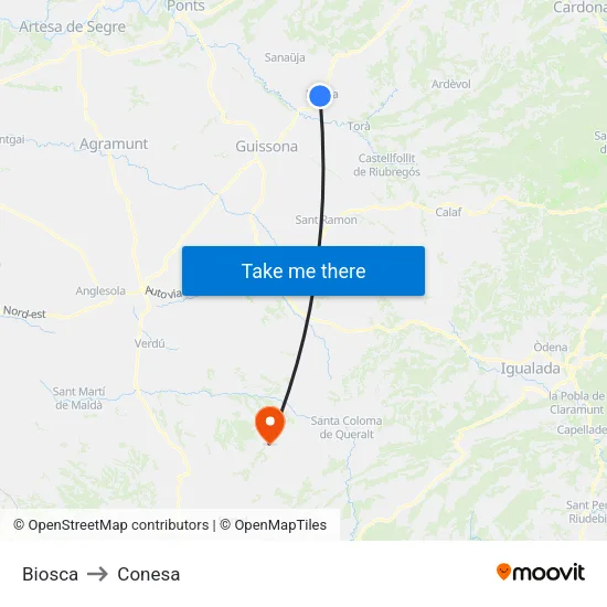 Biosca to Conesa map