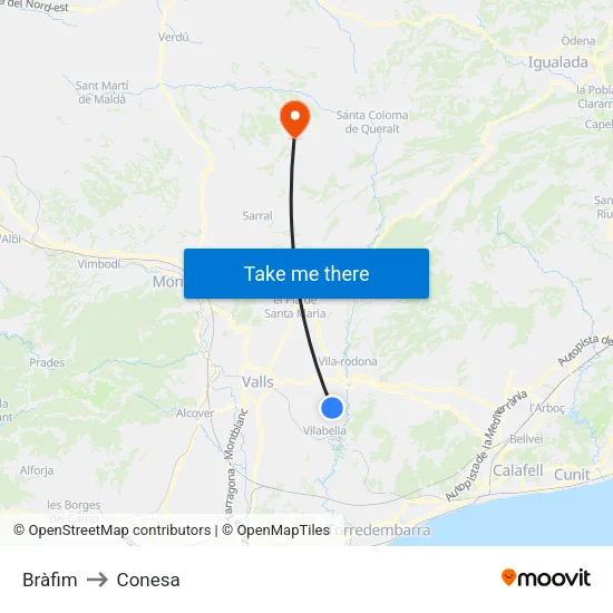 Bràfim to Conesa map