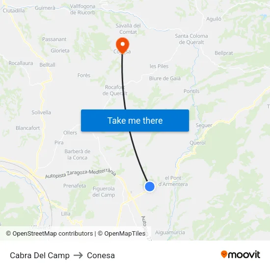 Cabra Del Camp to Conesa map