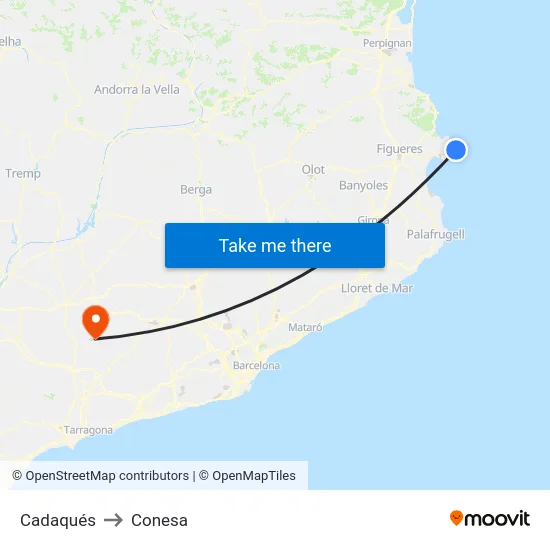 Cadaqués to Conesa map