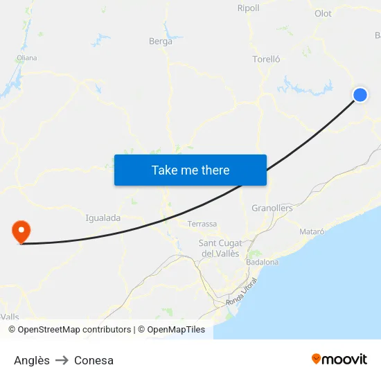 Anglès to Conesa map