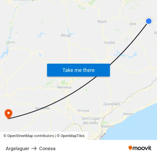 Argelaguer to Conesa map