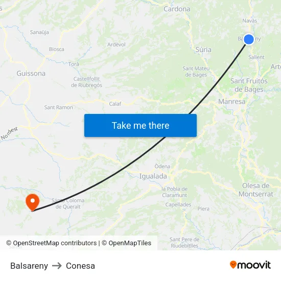 Balsareny to Conesa map