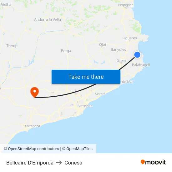 Bellcaire D'Empordà to Conesa map