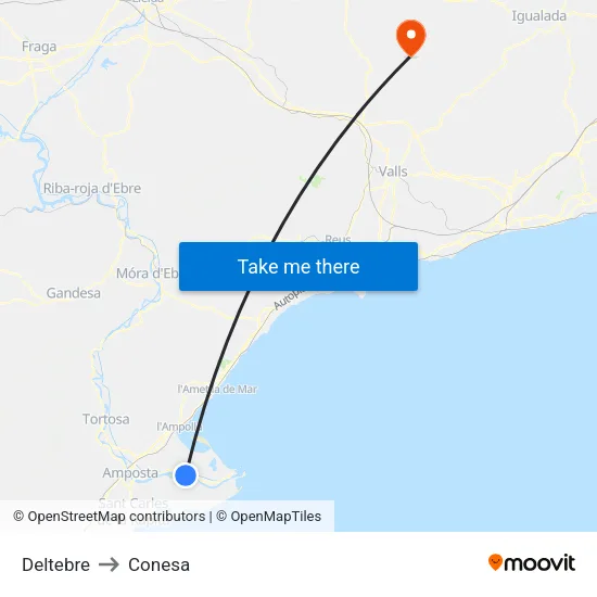 Deltebre to Conesa map