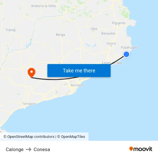 Calonge to Conesa map