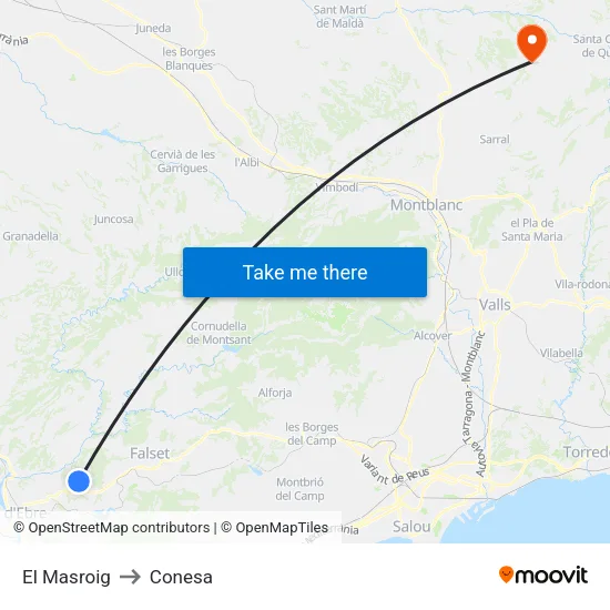 El Masroig to Conesa map