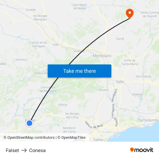 Falset to Conesa map