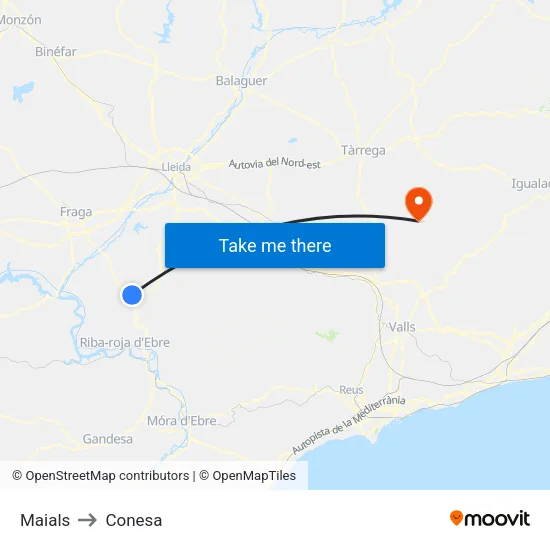 Maials to Conesa map