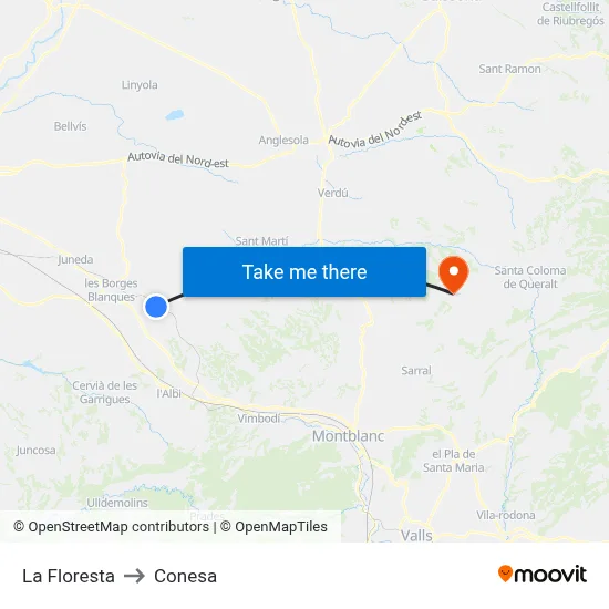 La Floresta to Conesa map