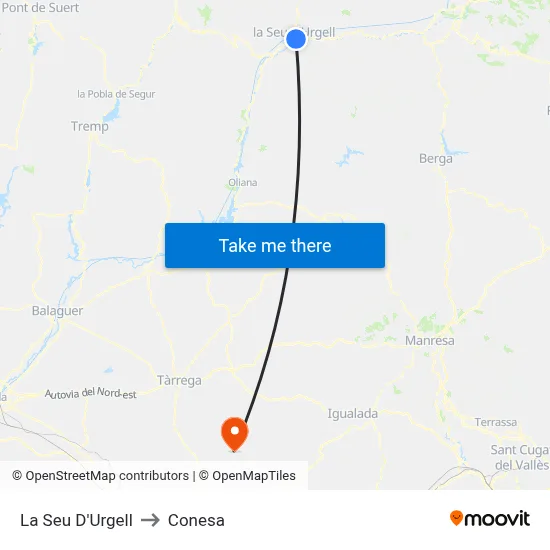 La Seu D'Urgell to Conesa map