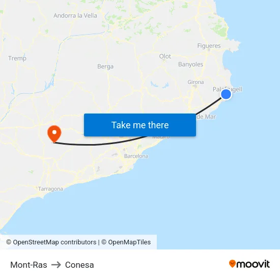 Mont-Ras to Conesa map